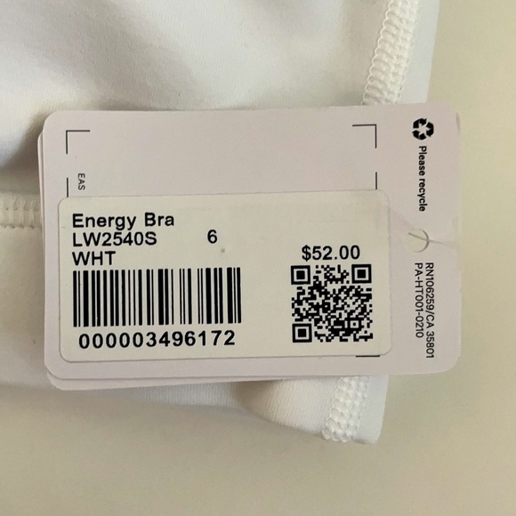 NWT Lululemon White Energy Bra Size 6 - Picture 7 of 8